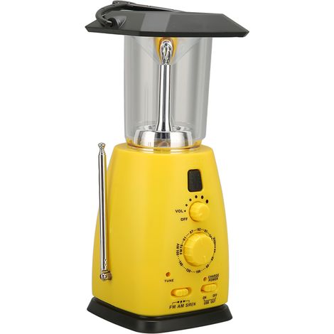 Radio solaire portable AM/FM à manivelle avec lampe LED pour l'extérieur (1/5)