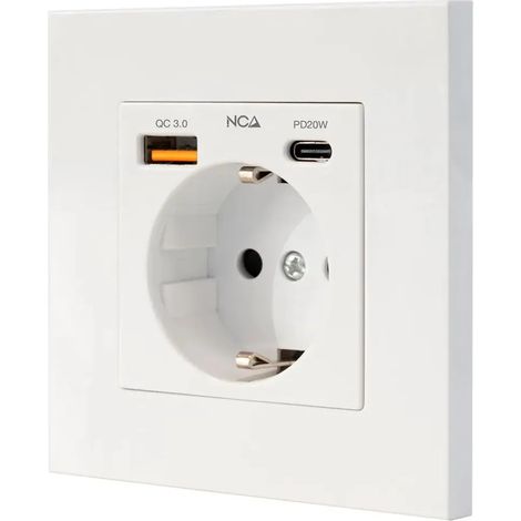 Nanocable 10.35.0011, CA + USB A + USB C, CEE 7/3, blanc, 5 V, 3,4 A, 20 W (1/5)