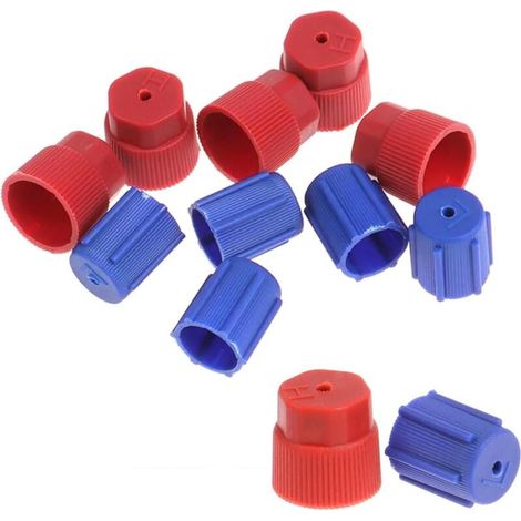 KZQ - 10 tapones para aire acondicionado de coche R134a, para servicio de aire acondicionado, para carga de alta y baja presión de la válvula de aire acondicionado. (1/4)