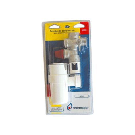 Thermador – Kit chauffe-eau groupe de sécurité avec siphon et 2 flexibles inox – Évacuation pour chauffe-eau – BKCE (1/2)