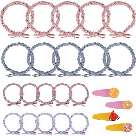 Élastiques À Cheveux Tressés - 40 Pièces - Élastiques Hautement Extensibles En Coton Et Caoutchouc - Pour Cheveux Épais Bouclés Ou Lisses - Multicolores (1/5)