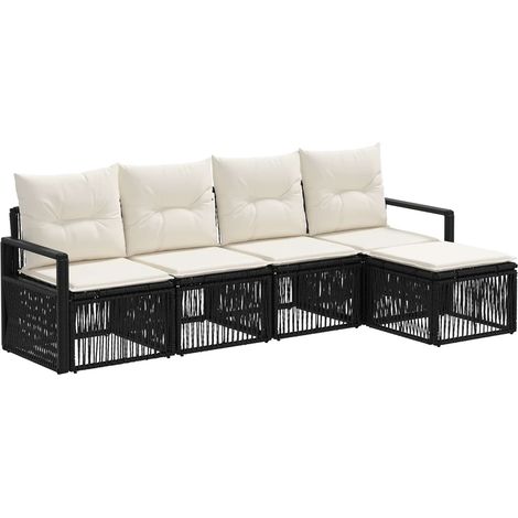 Gartensofa-set 4 pcs Schwarz Poly-Rattan vidaXL