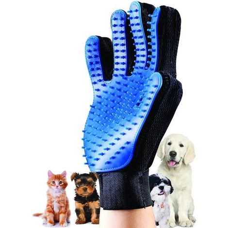 Gants de Toilettage Massage Chien Chat - Nettoyage de Poils d'animaux en Caoutchouc (1/4)
