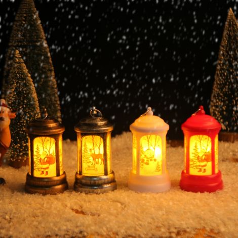 Lanterne De Noël - Lumière À Led Fonctionnant Sur Piles - Décoration De Table Ou Suspendue - Pour Intérieur Festif - 1 Pièce (1/5)