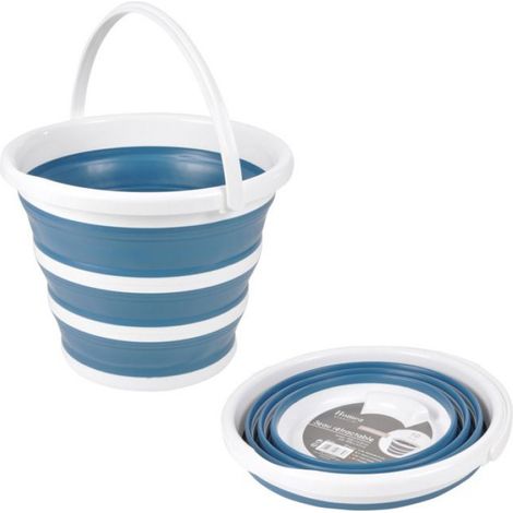 Seau retractable 10L blanc bleu paon (1/2)