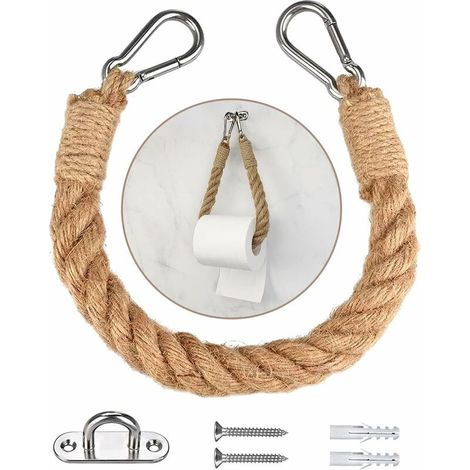 Handtuchhalter aus Hanfseil, Toilettenpapierhalter im Seil-Stil, Vintage-Toilettenpapierhalter mit Schrauben, Retro-Accessoire, Badezimmer- und Küchendekoration
