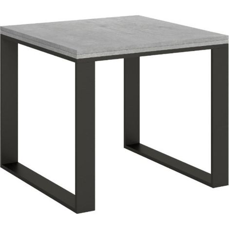 Table carrée extensible 90 à 180cm gris béton et métal anthracite Likro (1/5)