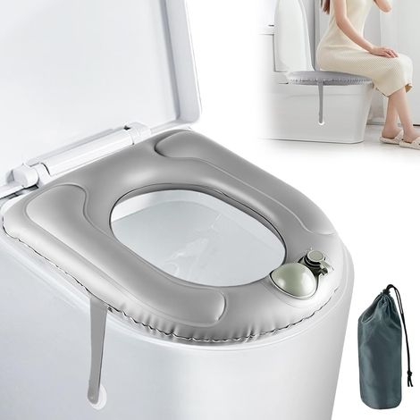 Coussin de siège de toilette gonflable avec ventouse, rehausseur de siège de toilette réglable en hauteur, coussin rembourré en PVC pour adultes, personnes âgées et personnes handicapées, pour soulage (1/5)