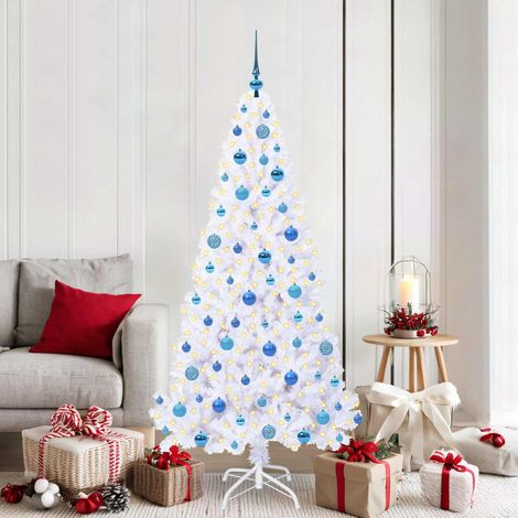 Künstlicher Weihnachtsbaum Weiß 180 cm PVC und Stahl