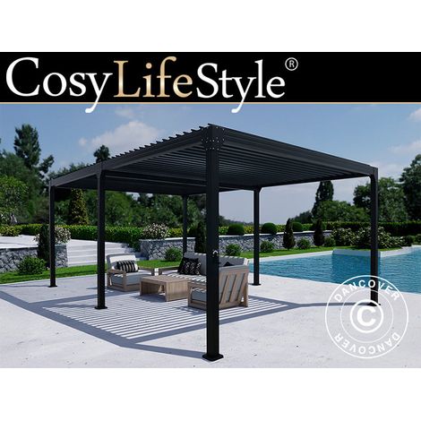 Bioklimatischer Pergola-Pavillon Monterey S2, 4x6m, Schwarz - Dancover