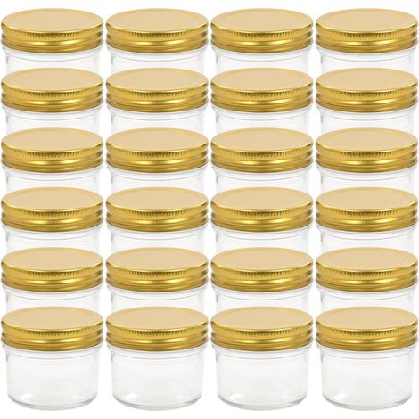24 pcs Pots à confiture avec couvercles dorés Verre 110 ml CFW27484 (1/5)