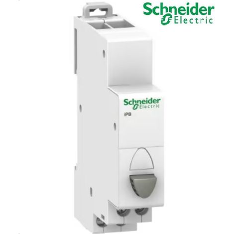 Schneider Electric – A9E18032 – Bouton poussoir modulaire 1NO – 20A 230VCA – Pour rail DIN – Acti 9 IPB – Contact normalement ouvert (1/3)