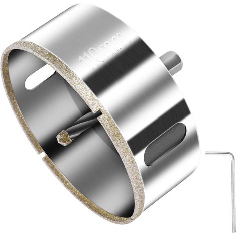 Scie Cloche Diamantée 110 mm, Foret Diamant avec Foret Guidage Central, Scie Cloche Carrelage avec Revêtement de Surface en Diamant pour Coupe de Verre, Carrelage, Céramique, Marbre (1/5)