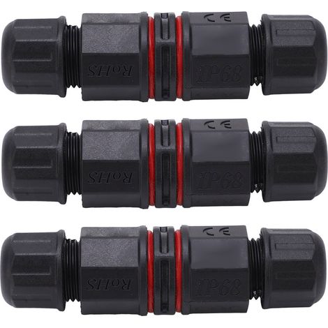 Connecteur étanche 3 broches 3 pièces IP68 pour câble LED extérieur, fontaine, passage direct (1/5)