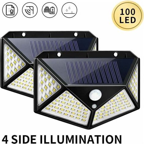 Solar-Außenleuchte mit 100 LEDs, 1000 Lumen, kabellosem Bewegungsmelder, wasserdichter Solarstrahler, leistungsstarke Solar-Außenleuchte mit Sensor (1/4)
