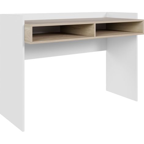 Selsey TABISE – Bureau avec deux niches, blanc / aspect noyer, 120 × 53 cm