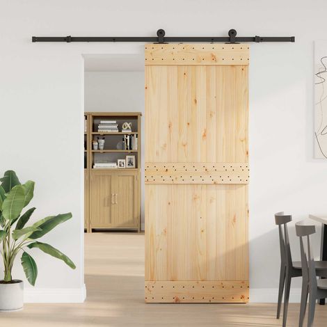 vidaXL Porte coulissante NARVIK 85 x 210 cm (213,5 cm) Naturel et noir (1/5)