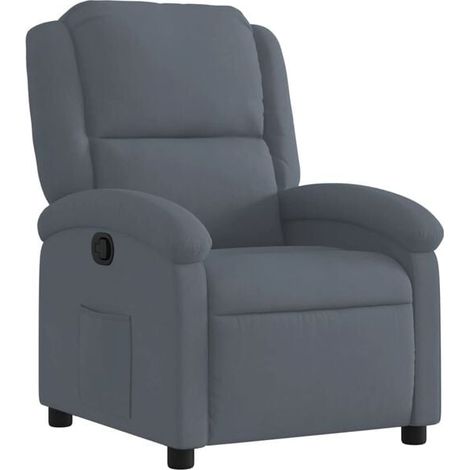 Chaise longue en velours gris foncé – Canapé lit inclinable avec dossier réglable, design élégant et confort maximal pour salon ou chambre (1/5)