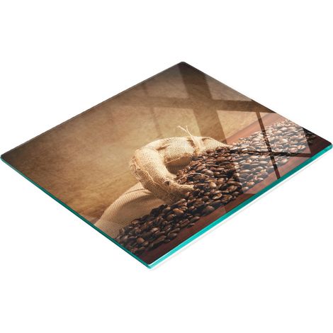 Elegante e resistente vassoio in vetro con stampa a chicchi di caffè, 60x52 cm. (1/5)