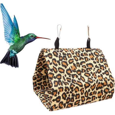 Nid de Perroquet en Toile Imprimé Léopard Hamac à Suspendre Chaud Confortable Taille M 25 15 18 Balançoire Nid Oiseau Adorable Chic (1/5)