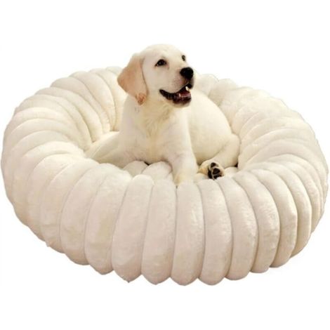 [NEVER USED] Round white soft fabric bed, 50cm diameter, for cats and dogs extra-large cat bed warm winter dog bed