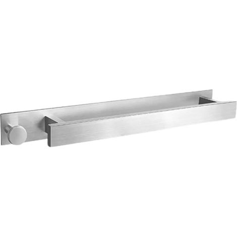Stainless steel towel rack, self-adhesive without drilling, with hook (40 cm, silver) (1/5)