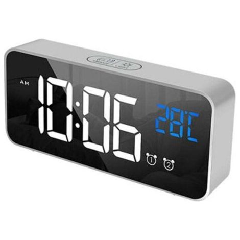 LED-Digitalwecker, USB-Ladeanschluss, Tonsteuerung, Alarmtöne, einstellbare Lautstärke und Helligkeit, 12/24 Stunden, Schlummerfunktion, Schlafzimmer