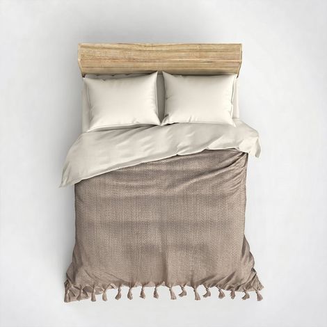 Baumwoll-Tagesdecke aus recycelter Baumwolle 200x220 cm Berlino - Beige (1/3)