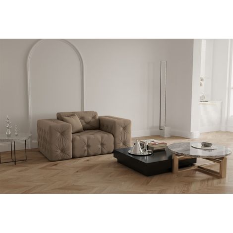 Sessel Designersessel CHANTAL in Stoff Opera Velvet Taupe (1/5)