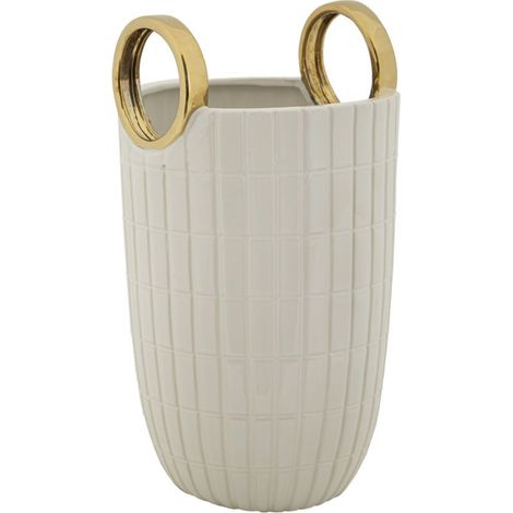 Vase Design en Céramique "Shopping" 25cm Blanc