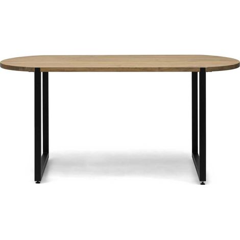 Mesa Uley Ovalada 160x80x75cm Negra en madera maciza de pino acabado envejecido estilo industrial Box Furniture (1/4)