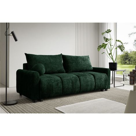 Sofa 3-Sitzer mit Schlaffunktion GIANA Stoff Soft Grün
