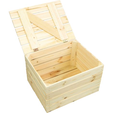 Holztruhe Natur mit Deckel 48 x 36 x 27cm (1/5)