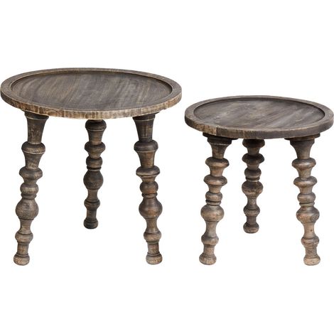 Beistelltisch 2er Set MARNOO Mango Holz Dunkelbraun