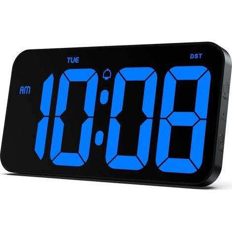 Reloj de pared digital con dígitos grandes y claros de 4 pulgadas, compatible con formato de hora militar/estándar, atenuación automática, horario de verano, reloj de pared silencioso (1/4)
