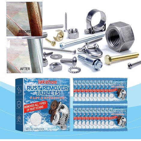 Brausetabletten zur Rostentfernung und Reinigung – Vielseitige Brausetabletten zur Reinigung, Rostentfernung von Metall, Rostvorbeugung und Haushaltsreinigung – 5 g × 20 Stück -- DE (1/5)