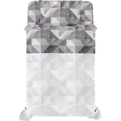 Set Lenzuola Singolo con Stampa Sopra Sotto e Federa Linea River Sepik Grey (1/5)