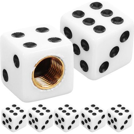 Lot de 10 bouchons de valve de pneu de voiture en forme de dés, protection anti-poussière et anti-fuite.-1.20X1.20X1.20CM-White (1/3)
