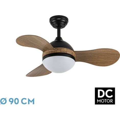 Ventilador Dc Solido 24w Negro 3aspas Madera 91d 2640lm 3000k,4000k,6500k Remoto+memoria+temporizador (1/2)