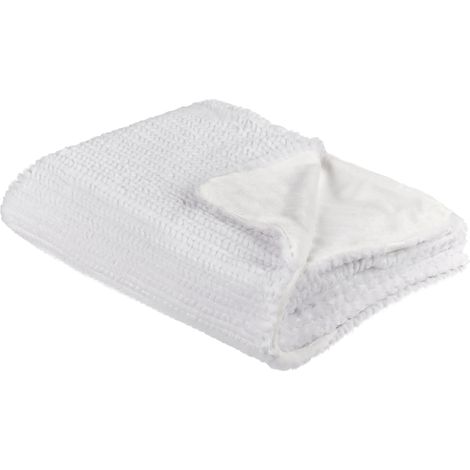 Manta de poliéster blanco 150 x 200 cm colcha cubrecama pelo suave accesorio Bjas (1/5)