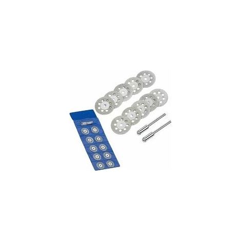 Disque Diamant de Coupe, 20Pcs 22mm Diamant Mini Disques à Tronçonner avec 4 Pièces Mandrins Tiges pour Disques Rotatifs pour Dremel outils rotatifs verre gemmes Disques de coupe (1/5)