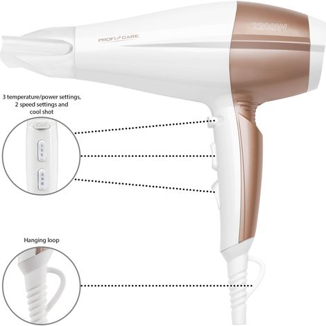 Sèche-cheveux 2200W Proficare PC-HT 3010 Blanc
