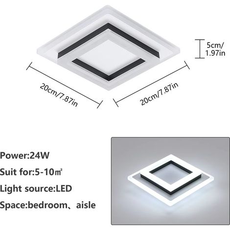Plafonnier LED – 24W – Blanc froid – Carré – Éclairage puissant (1/5)