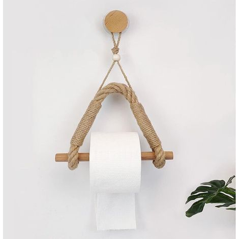 Porte-Papier Toilette en Corde Nautique Antique avec Adhésif Auto-Portant Support Robuste pour Rouleau de PQ Accessoire Salle de Bain Industriel (1/4)
