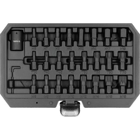 YATO Schlagschrauber Bit- & Steckschlüssel-Satz 25-tlg 1/2 Zoll – HEX/TORX/SPLINE Einsätze aus CrMo & S2 Stahl – Schlagfeste Bits für Kfz, Werkstatt & Industrie (1/4)
