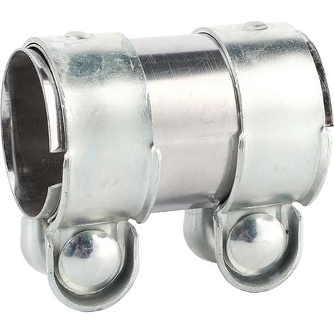 Conector de tubo de escape con abrazadera de 60 mm, banda de tubo de escape de acero inoxidable, abrazadera de escape doble, manguito de conector de tubo de escape (1/5)