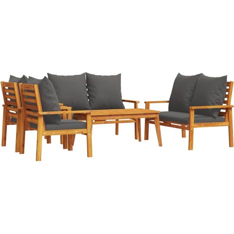 Maison Exclusive - Salon de jardin avec coussins 5 pcs Bois d'acacia solide (1/5)