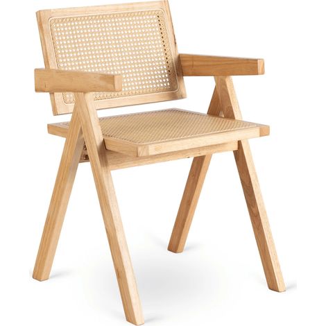 Silla de madera Madera Roble/Beige Calada Clásica Retro