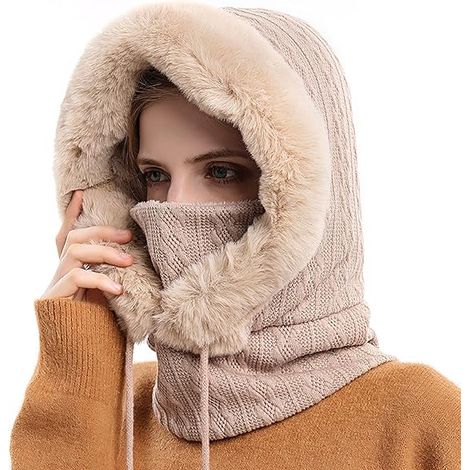 BRAVIX Balaclava Chapeau Femme Multifonction Cagoule Masque de Ski Hiver Chaud Coupe-Vent Masques Polaire Chapeau pour Hiver Temps Froid Ski Outdoor Moto Montagne Camping Randonnée