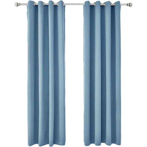 2 Pièces Rideaux Occultants Thermiques pour Salon - 140x240cm - Bleu Clair (1/4)